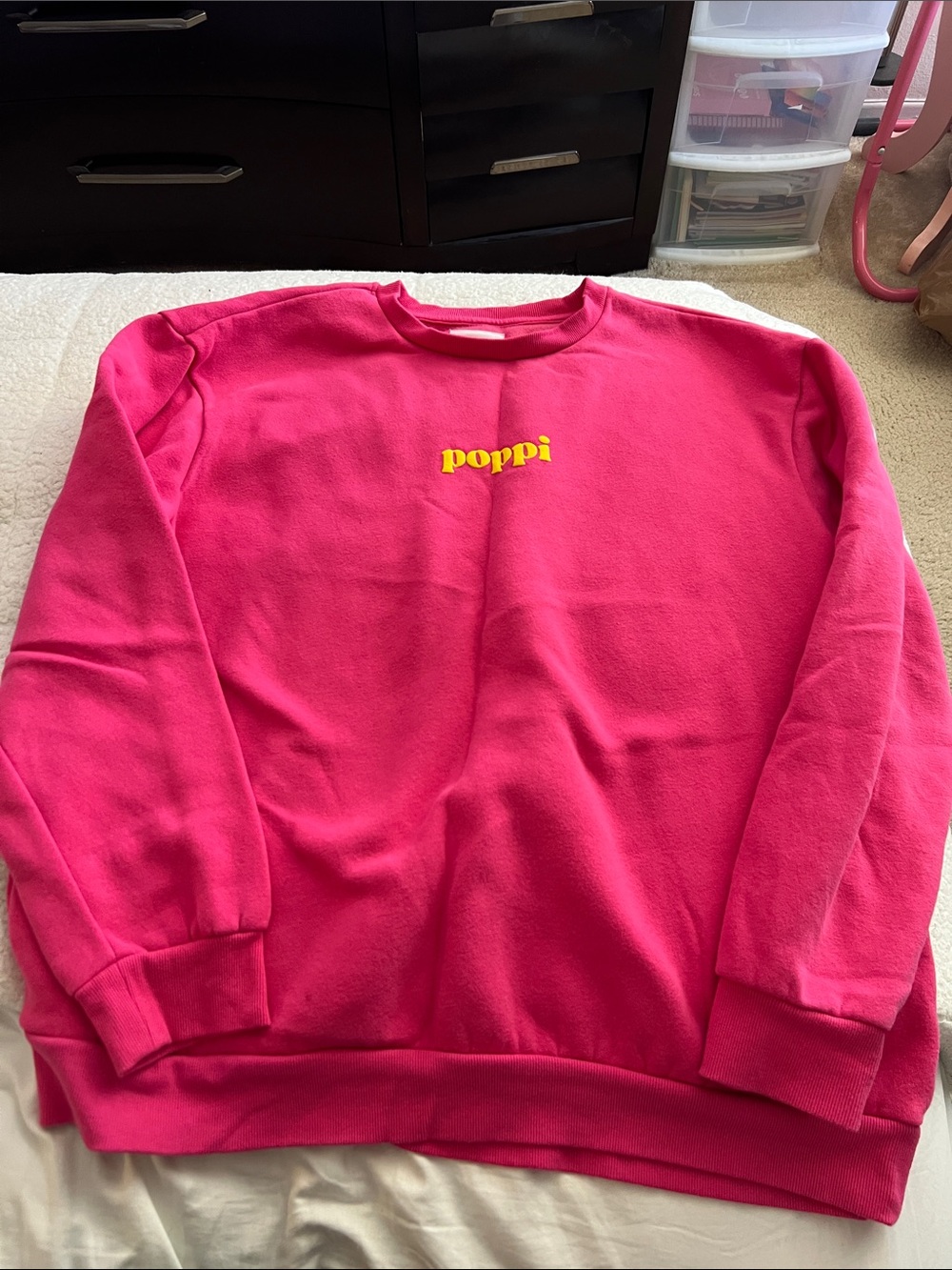 Poppi Target  Bright Pink Crewneck Sweatshirt with Yellow Logo